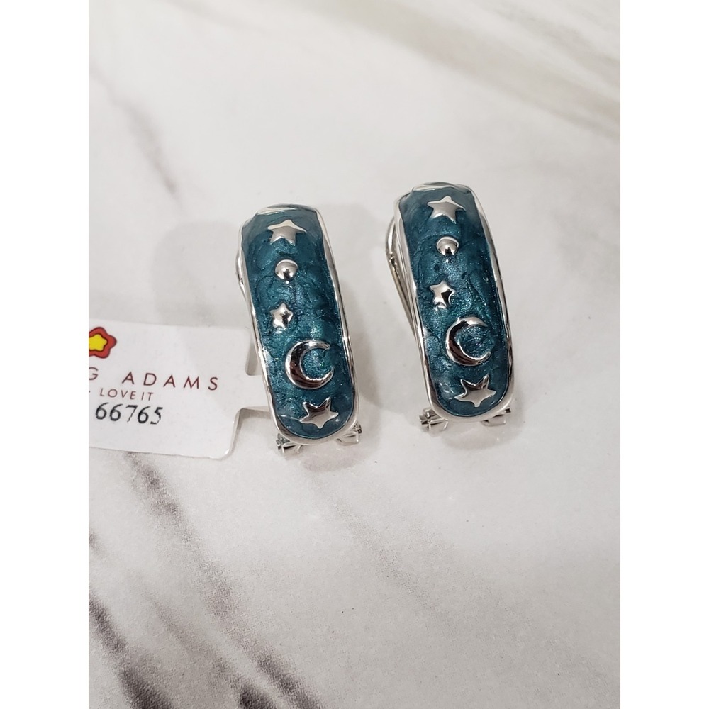 Lauren G Adams Earrings Leverback Huggies Stars of Night Moon Celestial Enamel